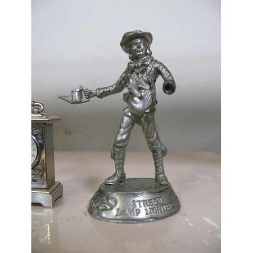 82 - PEWTER STREET LAMP LIGHTER FIGURE,  BUCKINGHAM PEWTER 'THE LIFE GUARDS'  HAND CRAFTED FIGURE PLUS A ... 