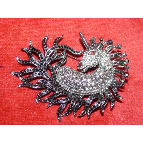 18 - BUTLER AND WILSON RHINESTONE AND CRYSTAL UNICORN BROOCH