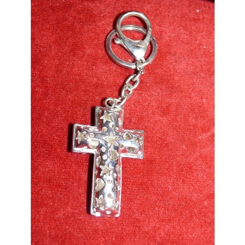 25 - BUTLER AND WILSON HUGE DIAMANTE 3D CROSS KEYRING