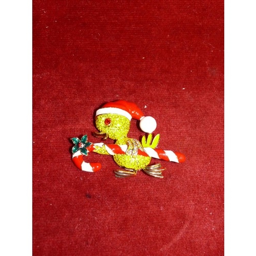 13 - BUTLER AND WILSON 
CRYSTAL CHRISTMAS CHICK BROOCH