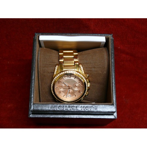 7 - MICHAEL KORS GOLD BLAIR  CHRONOGRAPH GENTS WATCH MK5166 IN PRESENTION BOX AND UNWORN. WITH INSTRUCTI... 