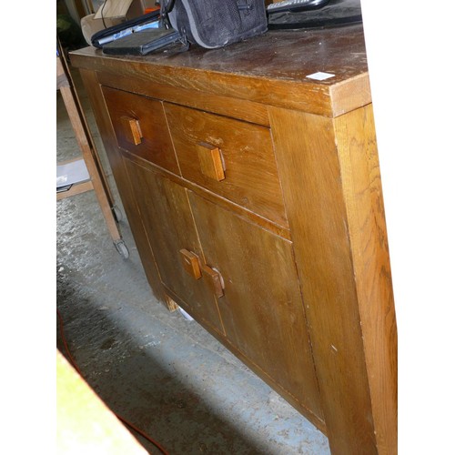 393 - SOLID OAK SIDEBOARD WITH SQUARE OAK KNOBS