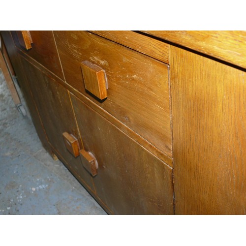 393 - SOLID OAK SIDEBOARD WITH SQUARE OAK KNOBS