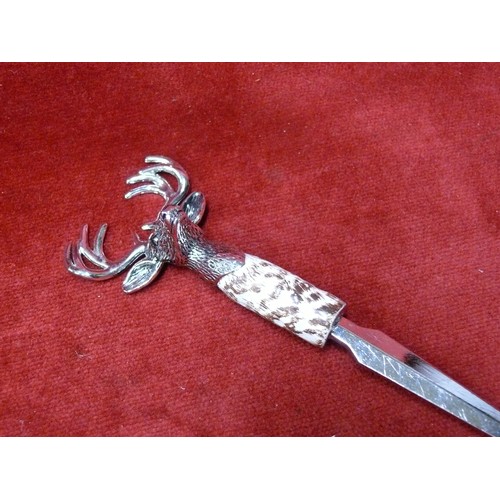 5 - STUNNING LETTER OPENER WITH STAGS HEAD HANDLE (IDEAL CHRISTMAS PRESENT)