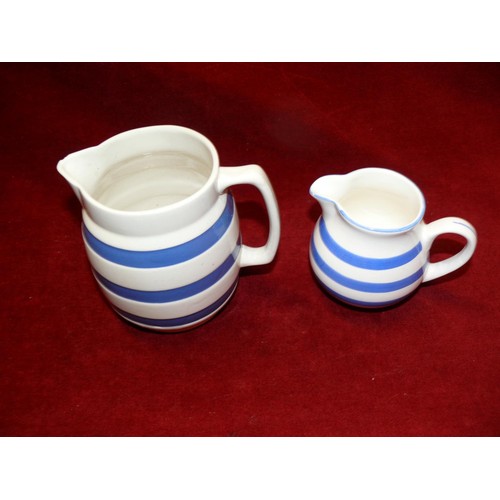 62 - LARGE BLUE AND WHITE STRIPED JUG 5