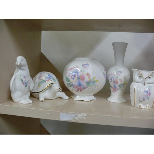 72 - COLLECTION OF AYNSLEY 'LITLE SWEETHEART'  DISH, DUCK, OWL,BUD VASE, TORTOISE, BEAR  AND SMALL VASE