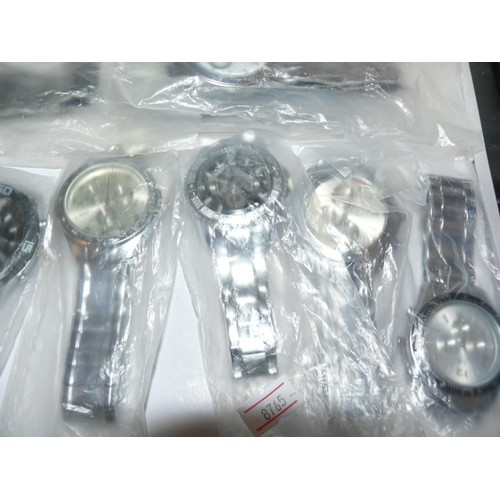 75 - 10 MIXED WATCHES, ALL WITH SILVER METAL STRAPS, ALL APPEAR UNWORN AND AS NEW CONDITION