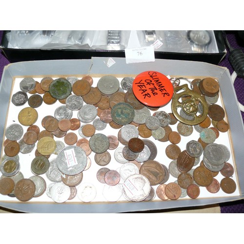 76 - TRAY OF MIXED COINS,  MIXED COUNTRIES, BRITISH, AUSTRALIA, HONG KONG ETC