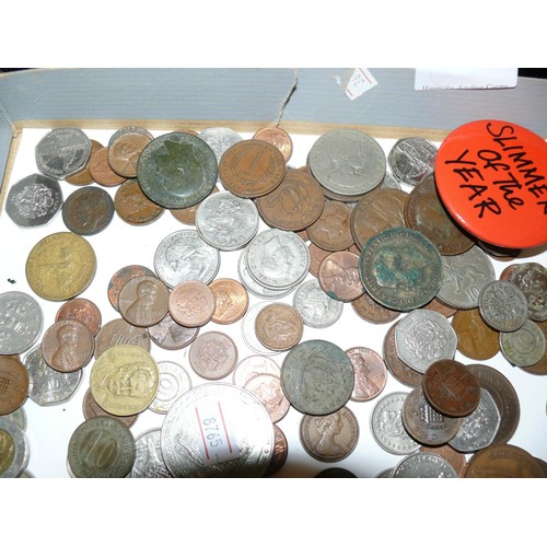 76 - TRAY OF MIXED COINS,  MIXED COUNTRIES, BRITISH, AUSTRALIA, HONG KONG ETC