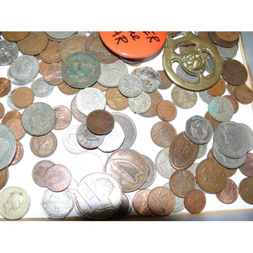 76 - TRAY OF MIXED COINS,  MIXED COUNTRIES, BRITISH, AUSTRALIA, HONG KONG ETC