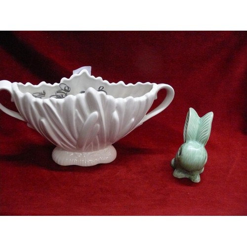 80 - SYLVAC GREEN RABBIT AND A SYLVAC WHITE CENTREPIECE URN