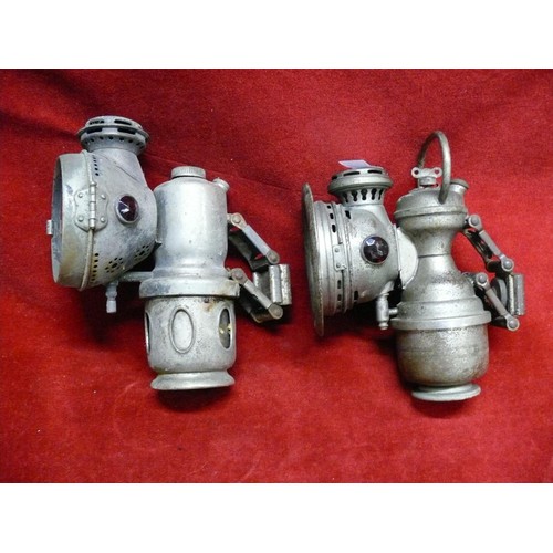 81 - 2 ANTIQUE CARBIDE CYCLE LAMPS