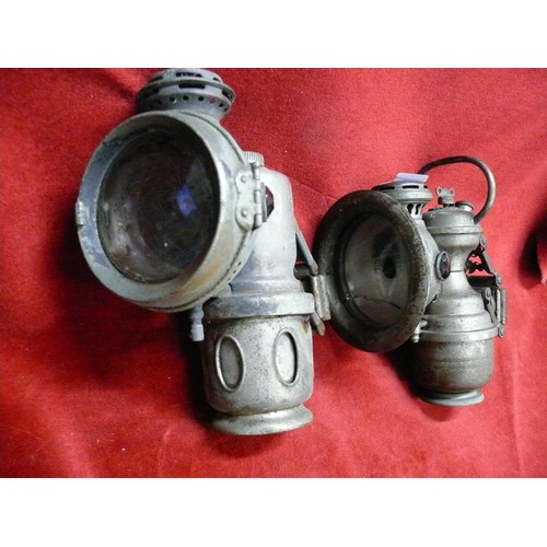 81 - 2 ANTIQUE CARBIDE CYCLE LAMPS