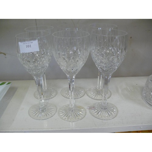 101 - 6 X CRYSTAL LONG STEM WINE GLASSES