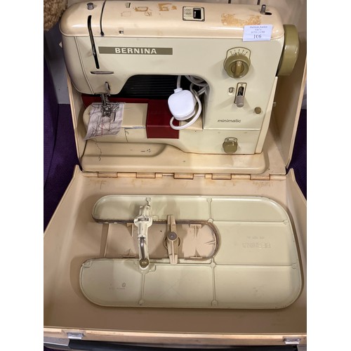 106 - BERNINA  MINIMATIC SEWING MACHINE WITH LEAD, FOOT PEDAL AND CASE