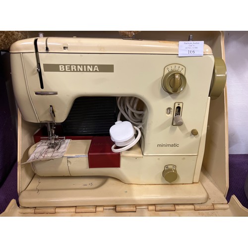 106 - BERNINA  MINIMATIC SEWING MACHINE WITH LEAD, FOOT PEDAL AND CASE