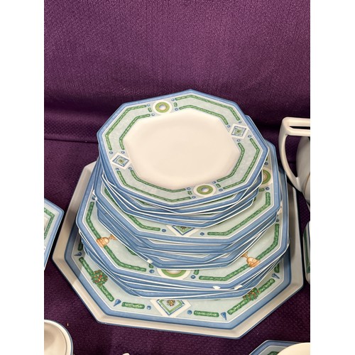 112 - JARDIN ROYAL, PHILIPPE DESHOULIERES PORCELAIN 'LIMOGES' TEASET COMPRISING OF A PLATTER, DINNER PLATE... 