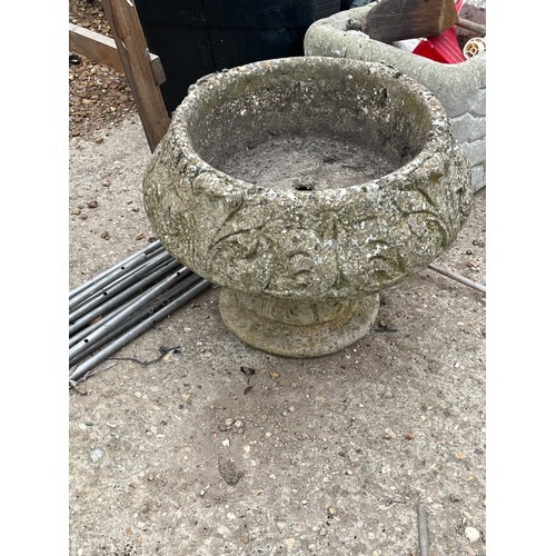 458 - A CONCRETE BOWL SHAPED PLANTER ON A SQUAT STAND