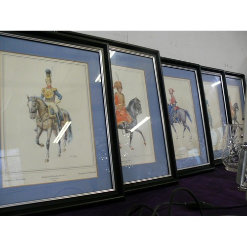 119 - 7 FRAMED AND GLAZED COLOUR PRINTS OF EUROPEAN CAVALRY UNIFORMS OF THE 18TH AND 19TH CENTURY BY WOLFG... 