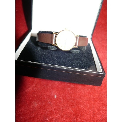 9 - A GENUINE OMEGA GENEVE GOLD PLATED MECHANICAL WINDING WORKING FINE TESTED IN GIFT BOX