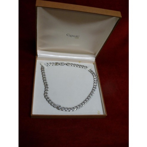 26 - A LOVELY SOLID SILVER FLAT LINK CHAIN CHUNKY NECKLACE 20