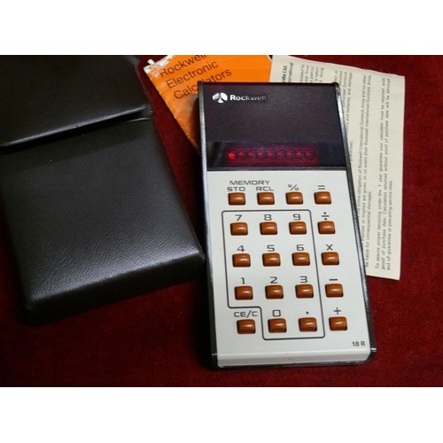 8 - A 1960/70`S ROCKWELL ELECTRONIC CALCULATOR  18R WITH ORIGINAL BOX , OWNERS MANUAL, GUARANTEE CARD AN... 