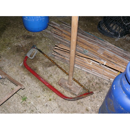 450 - A LARGE SLEDGE HAMMER AND A 2 FT BRANCH BOW SAW