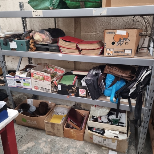 492D - 3 SHELVES OF MIXED ITEMS TO INCLUDE BAGS, LPS, ELECTRICALS AND MORE