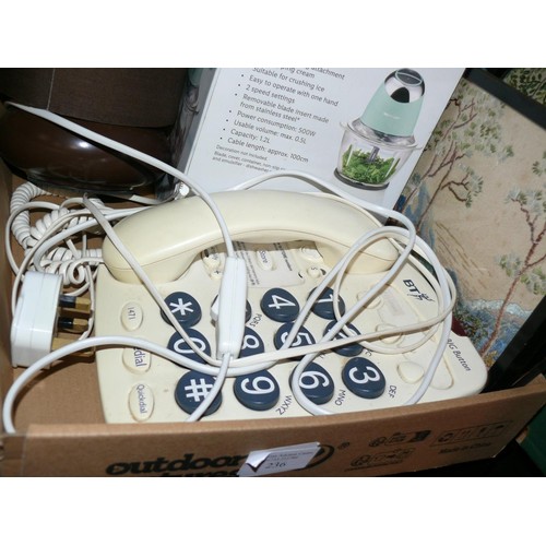 236 - TRAY OF ASSORTED ITEMS TO INCLUDE BIG BUTTON TELEPHONE