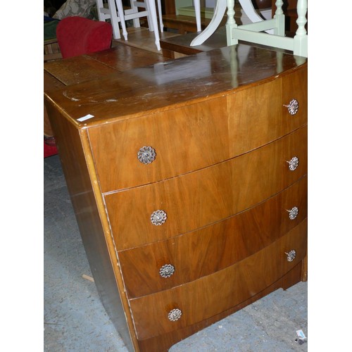 398 - VINTAGE BOW FRONTED 4 DRAWER CHEST