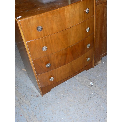 398 - VINTAGE BOW FRONTED 4 DRAWER CHEST