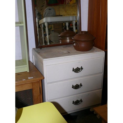 410 - VINTAGE WHITE PAINTED 3 DRAWER CHEST