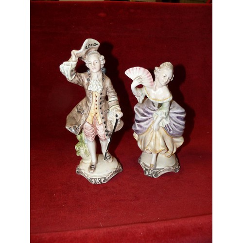 68 - TWO ITALIAN CAPODIMONTE LADY AND GENT FIGURINES