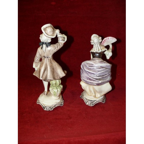 68 - TWO ITALIAN CAPODIMONTE LADY AND GENT FIGURINES