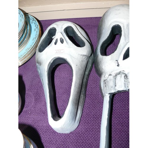 84 - 2 SCREAM GHOST FACE MASKS, 1. 40CMS HIGH 2. 25CMS HIGH