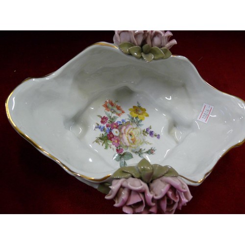 114 - VINTAGE CAPODIMNTE OVAL BOWL WITH ROSE DETAIL