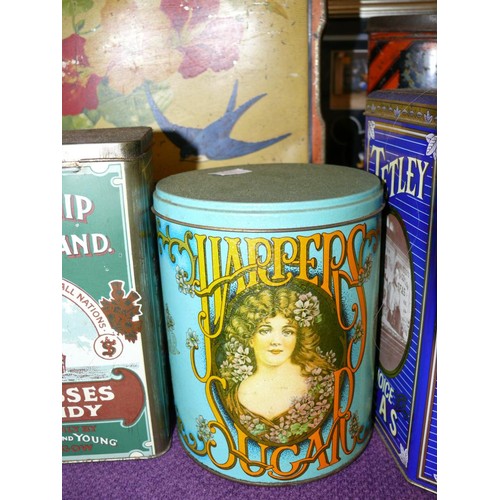 126 - LOVELY SELECTION OF VINTAGE TINS INCLUDING  BLUE BID,  THE STEAM SHIP BRAND,  COLEMANS MUSTARD AND M... 