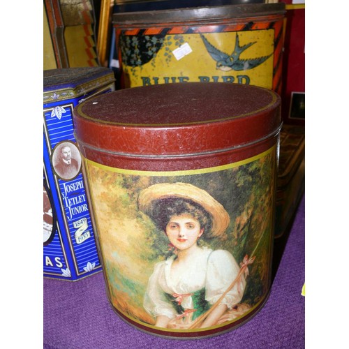 126 - LOVELY SELECTION OF VINTAGE TINS INCLUDING  BLUE BID,  THE STEAM SHIP BRAND,  COLEMANS MUSTARD AND M... 