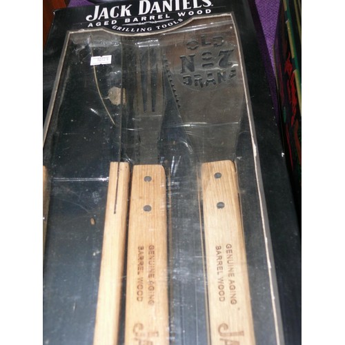 146 - JACK DANIELS  GRILLING TOOLS, AGED BARREL WOOD, NEW AND BOXED