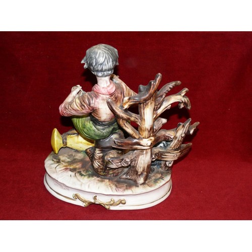 93 - LARGE CAPODIMONTE FIGURE PLAYING THE ACCORDIAN, GOOD CONDITION