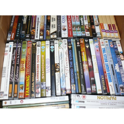 176 - LARGE BOX OF DVDS TO INCLUDE THE SHAWSHANK REDEMTION, ZULU, BEETLEJUICE, LAUREL & HARDY, LORD OF THE... 