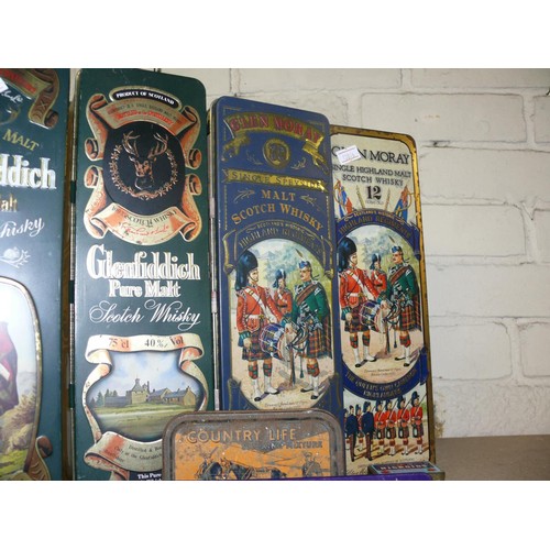 193 - COLLECTION OF VINTAGE TINS TO INCLUDE GLENFIDDICH AND GLEN MORAY