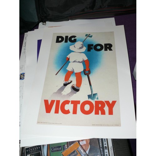 199 - A SET OF 7 WAR THEMED POSTERS PLUS A CORONATION STREET PICTURE