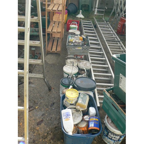 520 - A VERY LARGE SELECTION OF PAINTS , FENCE PAINTS, MASONARY PAINT, GLOSS, PRIMER ETC ITS ALL HERE.