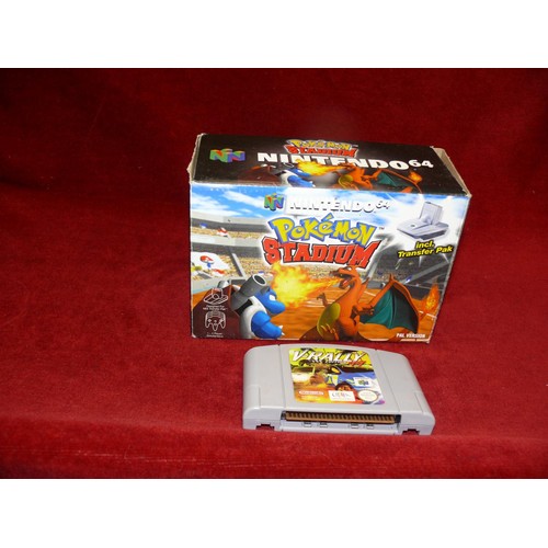 42 - Pokemon Stadium game for Nintendo64 in original box, including N64 transfer Pak and additional V ral... 