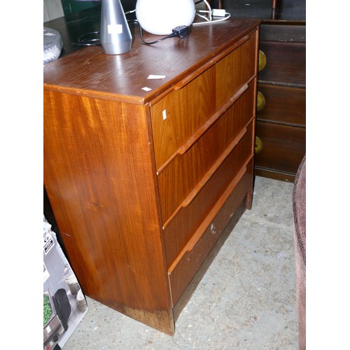 493 - RETRO TEAK EFFECT CHEST OF 4 DRAWERS