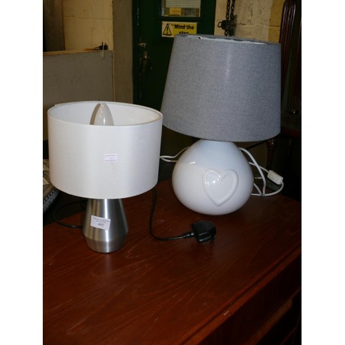 492 - 2 CONTEMPORARY TABLE LAMPS