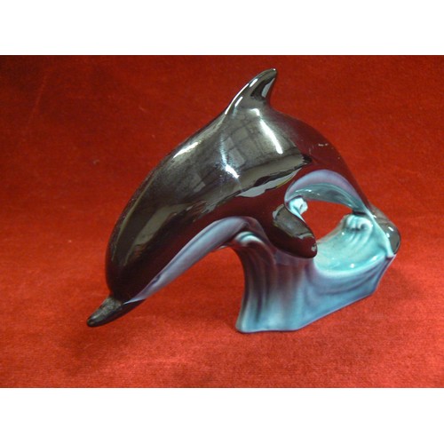 2 - Vintage Poole Pottery leaping dolphin figure.