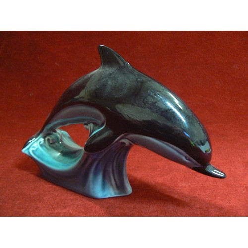 2 - Vintage Poole Pottery leaping dolphin figure.