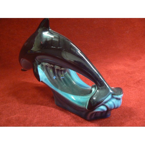 2 - Vintage Poole Pottery leaping dolphin figure.